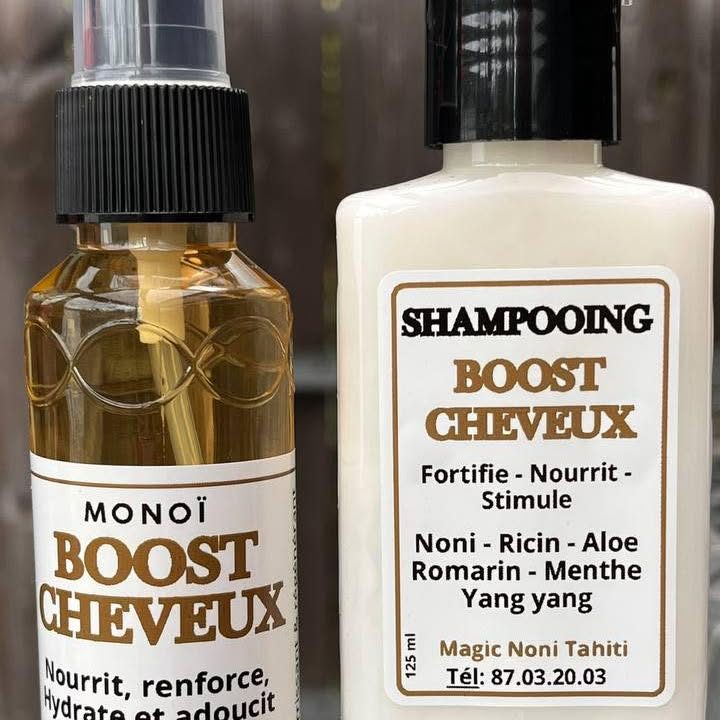 Flacon de monoï et shampoing Boost Cheveux